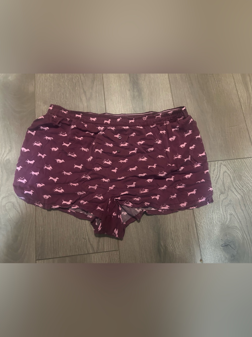 Victoria's Secret PINK Burgundy Shorts with Pink Dog Print